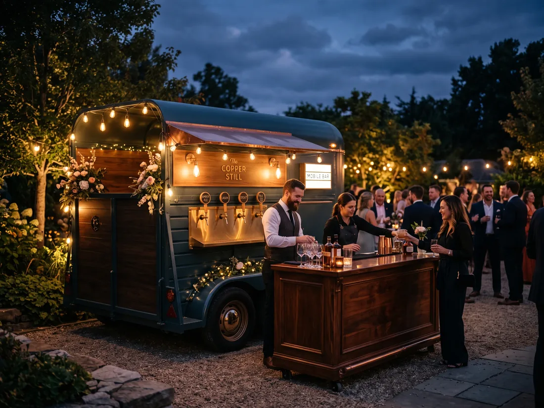 Indiana Bar Service branded full mobile bar trailer with beer taps